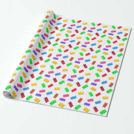 Moderne meerkleurige zoete beren op wit cadeaupapier