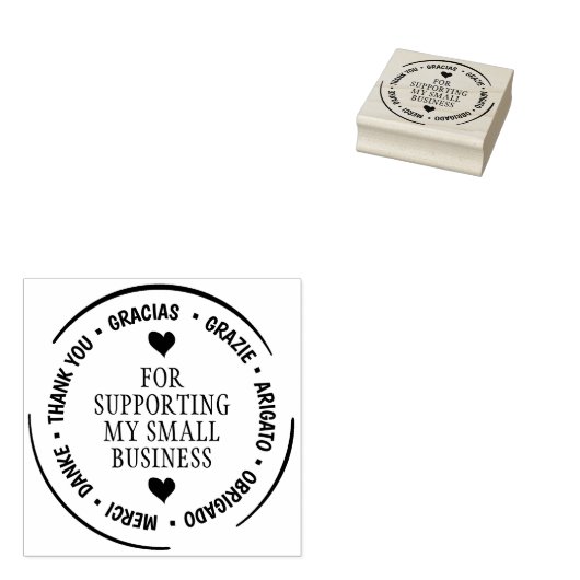 Moderne meertalige dank, kleine bedrijven rubberstempel (Gestempeld)