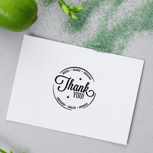 Moderne meertalige dank rubberstempel