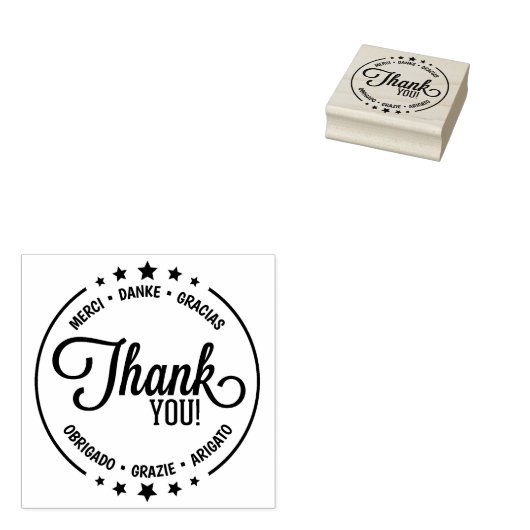 Moderne meertalige dank rubberstempel (Gestempeld)