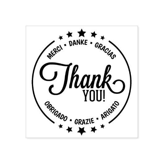 Moderne meertalige dank rubberstempel (Afrduk)