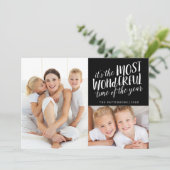 Moderne meest fantastische 2-fotokaart voor feestd feestdagenkaart (Staand voorkant)