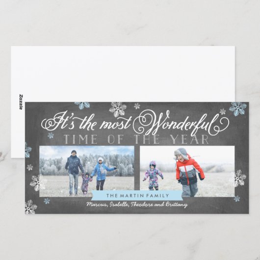 Moderne meest wonderlijke tijd vakantie krijtbord feestdagenkaart (Voorkant / Achterkant)