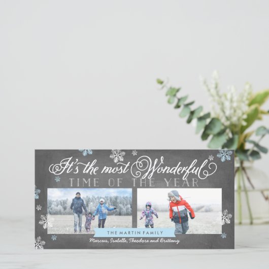 Moderne meest wonderlijke tijd vakantie krijtbord feestdagenkaart (Staand voorkant)