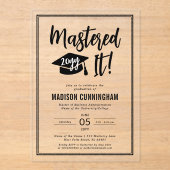 Moderne Meester Afgestudeerd Master's Degree Afstu Acryl Uitnodigingen (Voorkant)