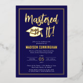 Moderne Meester Afgestudeerd Master's Degree Afstu Folie Uitnodiging (Voorkant)