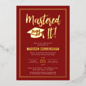 Moderne Meester Afgestudeerd Master's Degree Afstu Folie Uitnodiging (Voorkant)