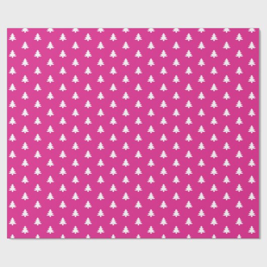 Moderne Meisje Heet Roze Kerstbomen Cadeaupapier (Vlak)