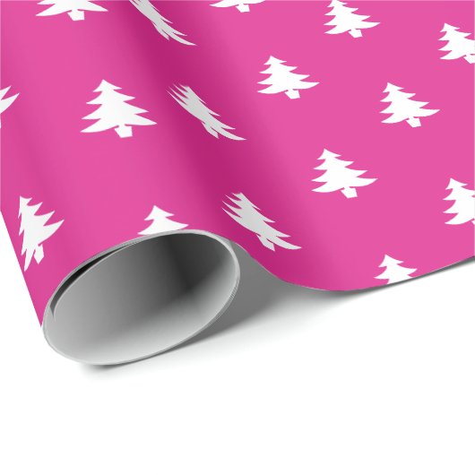 Moderne Meisje Heet Roze Kerstbomen Cadeaupapier (Rol Hoek)