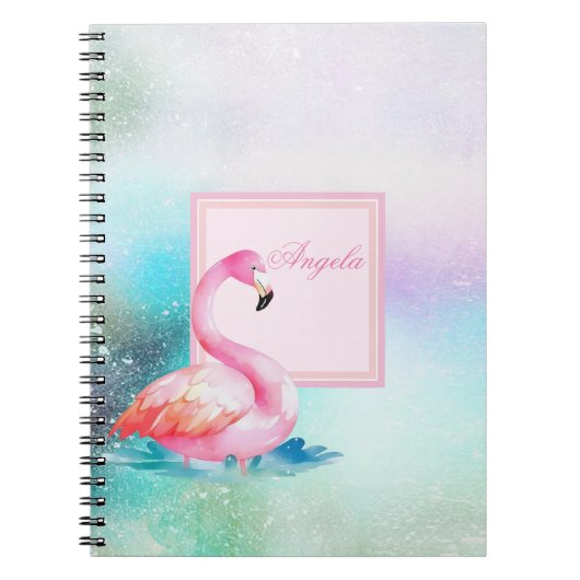 Moderne meisje kleurrijke, Schattige flamingo's Notitieboek (Voorkant)
