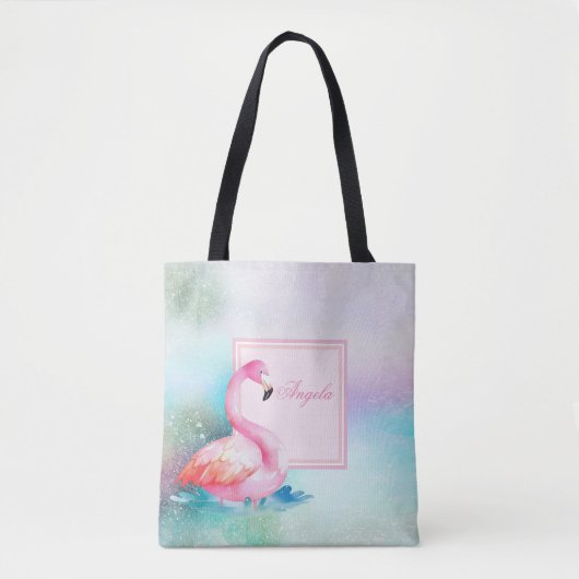 Moderne meisje kleurrijke, Schattige flamingo's Tote Bag (Voorkant)