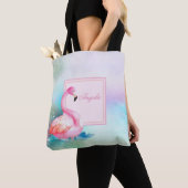 Moderne meisje kleurrijke, Schattige flamingo's Tote Bag (Dichtbij)
