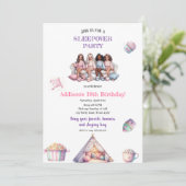 MODERNE MEISJE PYJAMA FEESTUITNODIGING KAART (Staand voorkant)