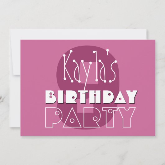 Moderne Meisjes 9e Verjaardag Roze Sterren Ver 002 Kaart (Voorkant)