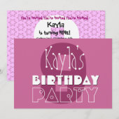 Moderne Meisjes 9e Verjaardag Roze Sterren Ver 002 Kaart (Voorkant / Achterkant)