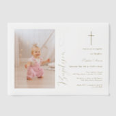 Moderne Meisjes Foto Gouden Kalligrafie Doop Vellum Uitnodigingen (Voorkant)