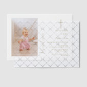 Moderne Meisjes Foto Gouden Kalligrafie Doop Vellum Uitnodigingen (Offset (Uitnodiging))