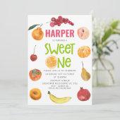 Moderne Meisjes Fruit Thema 1e Verjaardag Kaart (Staand voorkant)