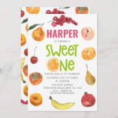 Moderne Meisjes Fruit Thema 1e Verjaardag Kaart (Voorkant / Achterkant)