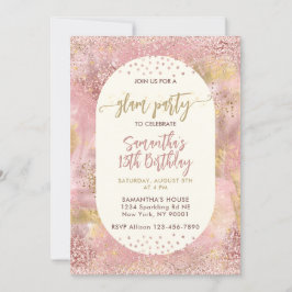 Moderne Meisjes Glam Spa Feest Nep Roze Goud Glitt Kaart