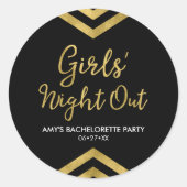 Moderne Meisjes Nacht Uit Faux Gold Chevron Ronde Sticker (Voorkant)