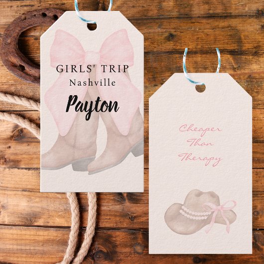 Moderne Meisjes Night Out Roze Bow Cowboy Boots Cadeaulabel