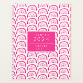 Moderne Meisjes Roze Regenboog Patroon Jaarlijks Planner