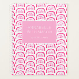 Moderne Meisjes Roze Regenboog Patroon Jaarlijks Planner