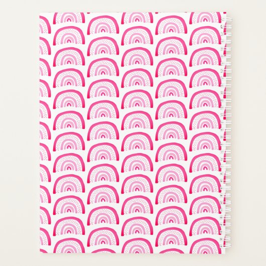 Moderne Meisjes Roze Regenboog Patroon Jaarlijks Planner (Achterkant)