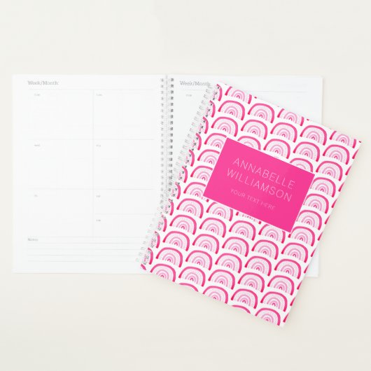 Moderne Meisjes Roze Regenboog Patroon Jaarlijks Planner (Display)