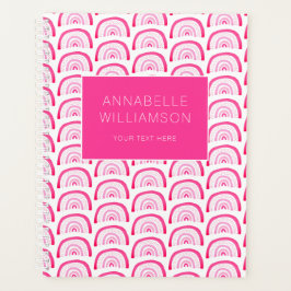 Moderne Meisjes Roze Regenboog Patroon Jaarlijks Planner