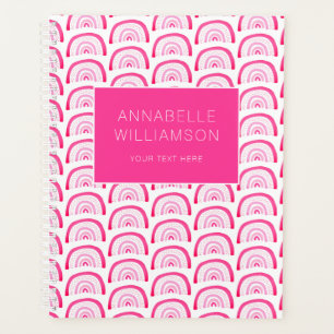 Moderne Meisjes Roze Regenboog Patroon Jaarlijks Planner