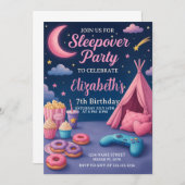 Moderne Meisjes Slumber Party Kaart (Voorkant / Achterkant)