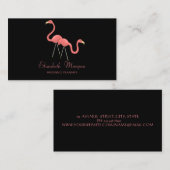 Moderne meisjesachtig grappig, flamingo's, zwart visitekaartje (Voorkant / Achterkant)
