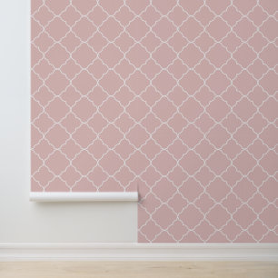 Moderne meisjesachtige babyroze vierbladige bloem  behang