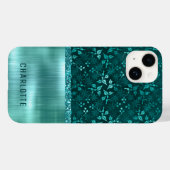 Moderne Meisjesachtige Bloem Glitter Glans Persoon Case-Mate iPhone Case (Achterkant (horizontaal))