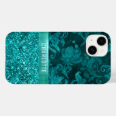 Moderne Meisjesachtige Bloem Glitter Patroon Perso Case-Mate iPhone Case (Achterkant (horizontaal))