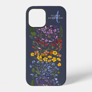 Moderne meisjesachtige bloemrijke kleurrijke initi iPhone 12 hoesje