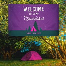 Moderne Meisjesachtige Buiten Paars Roze Kampeer V Spandoek