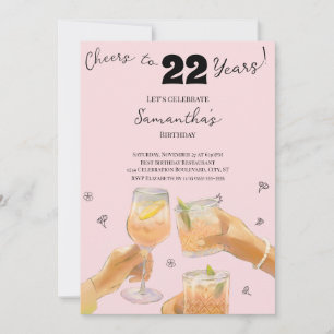 Moderne Meisjesachtige Cheers voor 22 Jaar Verjaar Kaart