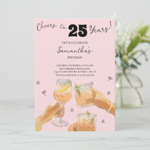 Moderne Meisjesachtige Cheers voor 25 Jaar Verjaar Kaart