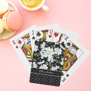 Moderne Meisjesachtige Chic Bloem Stip Patroon Per Pokerkaarten
