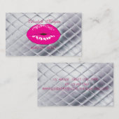 Moderne Meisjesachtige Chic Zilver, Roze Lippen Visitekaartje (Voorkant / Achterkant)