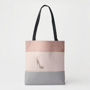 Moderne Meisjesachtige Gestreepte, Hoge Hakken Tote Bag