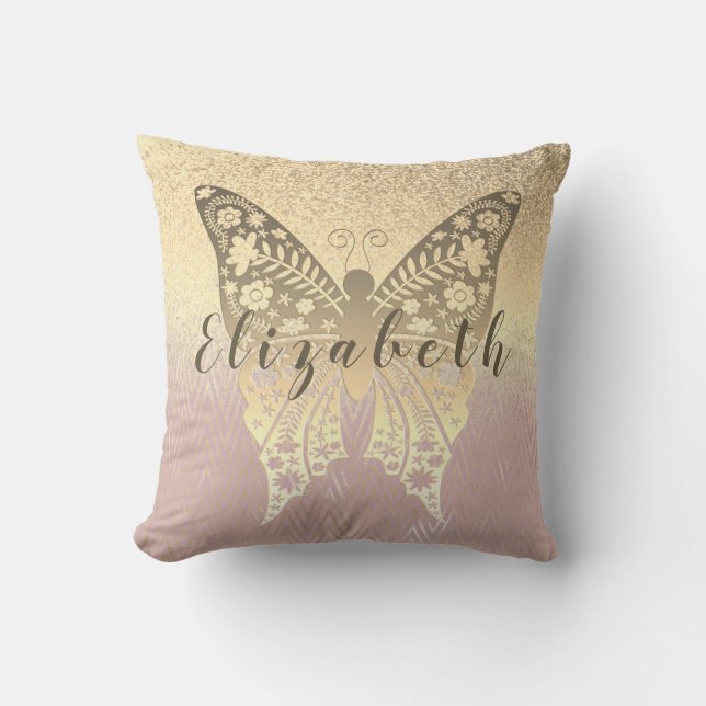 Moderne Meisjesachtige Glitter Roze Goud Kussen (Voorkant)
