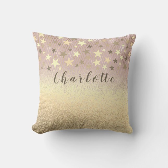 Moderne Meisjesachtige Glitter Roze Goud Kussen (Voorkant)