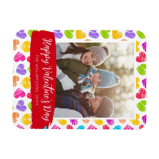 Moderne Meisjesachtige Kleurrijke Tekening Hartjes Magneet (Horizontaal)