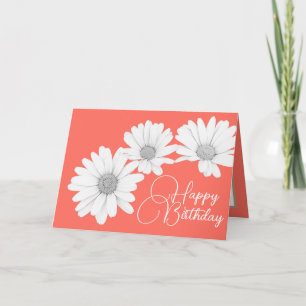 Moderne Meisjesachtige Madeliefjes Bloemen Koraal  Kaart
