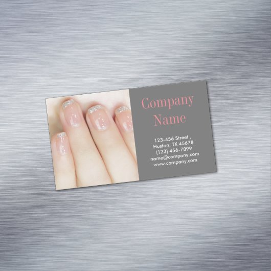 Moderne meisjesachtige mode schoonheidssalon nagel visitekaartje magneet (Voorbeeld)