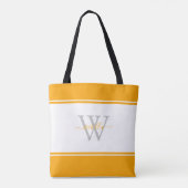 Moderne Meisjesachtige Monogram Oranje Tote Bag (Achterkant)